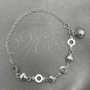 Sterling Silver Bracelet — Charm Bracelet Heart Design Polished 03. 7 Inches — main product view — SKU 151754 | Plata 925 brazalete — Charm Bracelet corazón diseño pulido 03. 7 Inches — SKU 151754