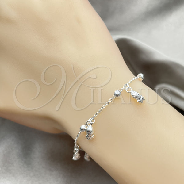 Sterling Silver Bracelet — Charm Bracelet Pineapple Design Polished 03. 7 Inches — alternate product view — SKU 151757 | Plata 925 brazalete — Charm Bracelet Pineapple diseño pulido 03. 7 Inches — SKU 151757
