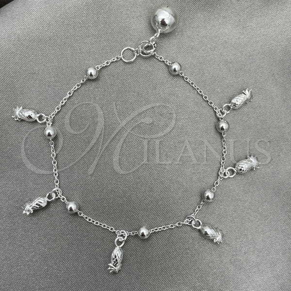 Sterling Silver Bracelet — Charm Bracelet Pineapple Design Polished 03. 7 Inches — main product view — SKU 151757 | Plata 925 brazalete — Charm Bracelet Pineapple diseño pulido 03. 7 Inches — SKU 151757