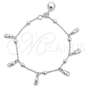 Sterling Silver Charm Bracelet, Pineapple Design, Polished, Silver Finish, 03.409.0008.07 (7 Inches Length)