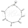 Sterling Silver Charm Bracelet, Pineapple Design, Polished, Silver Finish, 03.409.0008.07 (7 Inches Length)