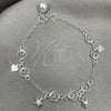 Sterling Silver Charm Bracelet, Star Design, Polished, Silver Finish, 03.409.0009.07 (7 Inches Length)