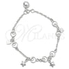 Sterling Silver Charm Bracelet, Star Design, Polished, Silver Finish, 03.409.0009.07 (7 Inches Length)