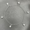Sterling Silver Charm Bracelet, Shell Design, Polished, Silver Finish, 03.409.0010.07 (7 Inches Length)