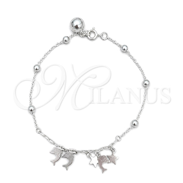 Sterling Silver Charm Bracelet, Dolphin Design, Polished, Silver Finish, 03.409.0011.07 (7 Inches Length)