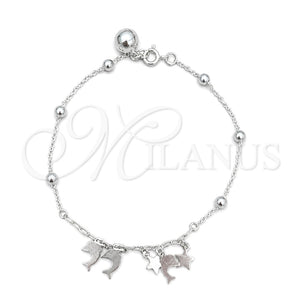 Sterling Silver Charm Bracelet, Dolphin Design, Polished, Silver Finish, 03.409.0011.07 (7 Inches Length)