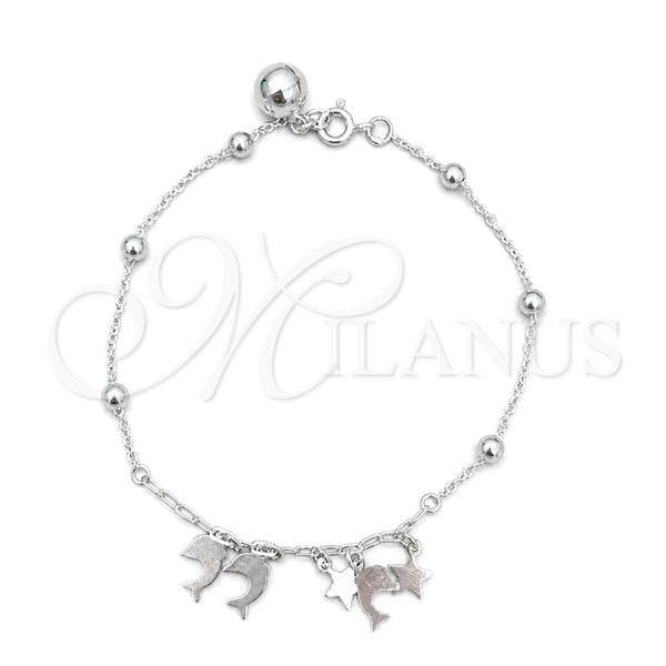 Sterling Silver Charm Bracelet, Dolphin Design, Polished, Silver Finish, 03.409.0011.07 (7 Inches Length)