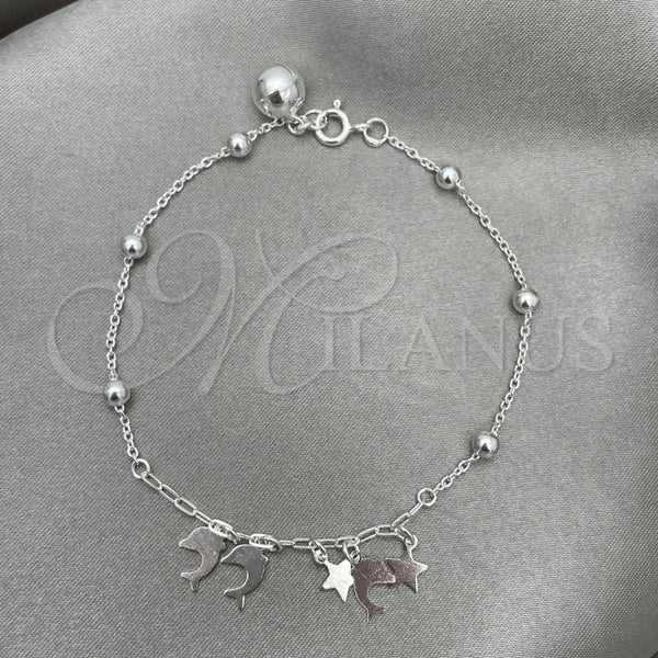 Sterling Silver Bracelet — Charm Bracelet Dolphin Design Polished 03. 7 Inches — main product view — SKU 151760 | Plata 925 brazalete — Charm Bracelet Dolphin diseño pulido 03. 7 Inches — SKU 151760