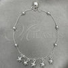 Sterling Silver Charm Bracelet, Star Design, Polished, Silver Finish, 03.409.0012.07 (7 Inches Length)