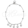 Sterling Silver Charm Bracelet, Star Design, Polished, Silver Finish, 03.409.0012.07 (7 Inches Length)