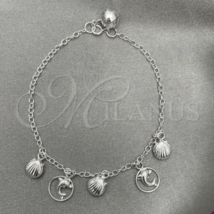 Sterling Silver Bracelet — Charm Bracelet Dolphin Design Polished 03. 7 Inches — main product view — SKU 151763 | Plata 925 brazalete — Charm Bracelet Dolphin diseño pulido 03. 7 Inches — SKU 151763