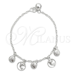 Sterling Silver Charm Bracelet, Dolphin Design, Polished, Silver Finish, 03.409.0014.07 (7 Inches Length)