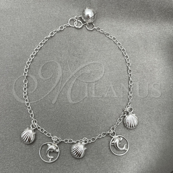 Sterling Silver Charm Bracelet, Dolphin Design, Polished, Silver Finish, 03.409.0014.07 (7 Inches Length)