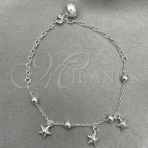 Sterling Silver Bracelet — Charm Bracelet Star Design Polished 03. 7 Inches — main product view — SKU 151764 | Plata 925 brazalete — Charm Bracelet estrella diseño pulido 03. 7 Inches — SKU 151764