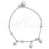 Sterling Silver Charm Bracelet, Star Design, Polished, Silver Finish, 03.409.0015.07 (7 Inches Length)