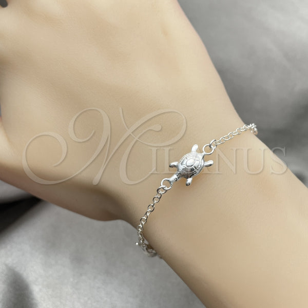 Sterling Silver Charm Bracelet, Turtle Design, Polished, Silver Finish, 03.409.0016.07 (7 Inches Length)