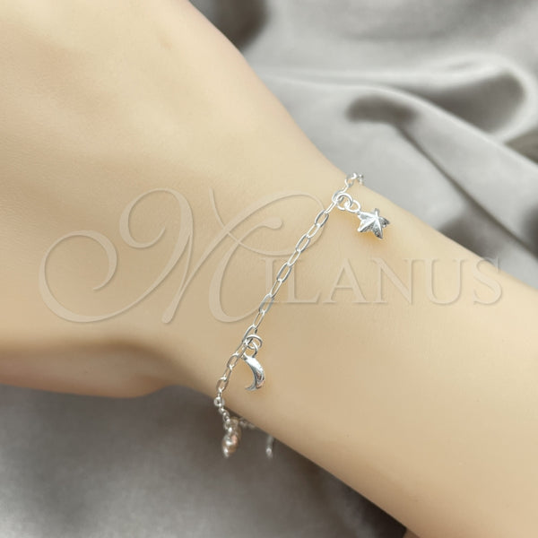 Sterling Silver Charm Bracelet, Dolphin Design, Polished, Silver Finish, 03.409.0018.07 (7 Inches Length)