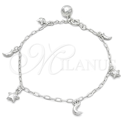 Sterling Silver Charm Bracelet, Dolphin Design, Polished, Silver Finish, 03.409.0018.07 (7 Inches Length) for wholesale, main product view