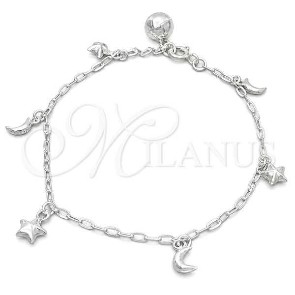 Sterling Silver Charm Bracelet, Dolphin Design, Polished, Silver Finish, 03.409.0018.07 (7 Inches Length)