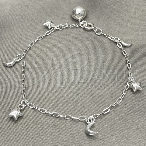 Sterling Silver Charm Bracelet, Dolphin Design, Polished, Silver Finish, 03.409.0018.07 (7 Inches Length)