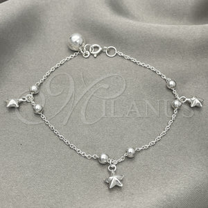 Sterling Silver Bracelet — Charm Bracelet Star Design Polished 03. 7 Inches — main product view — SKU 151768 | Plata 925 brazalete — Charm Bracelet estrella diseño pulido 03. 7 Inches — SKU 151768