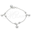 Sterling Silver Charm Bracelet, Star Design, Polished, Silver Finish, 03.409.0019.07 (7 Inches Length)