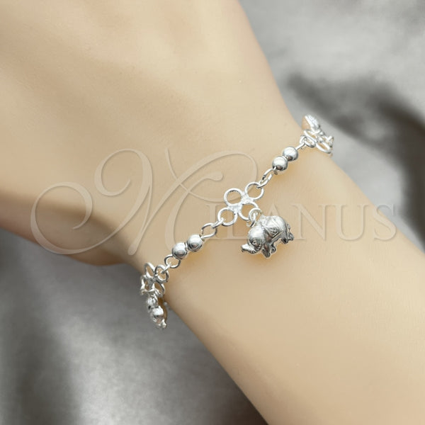 Sterling Silver Charm Bracelet, Elephant Design, Polished, Silver Finish, 03.409.0020.07 (7 Inches Length)