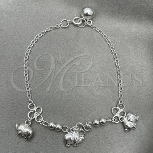 Sterling Silver Bracelet — Charm Bracelet Elephant Design Polished 03. 7 Inches — main product view — SKU 151769 | Plata 925 brazalete — Charm Bracelet Elephant diseño pulido 03. 7 Inches — SKU 151769