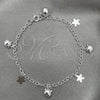 Sterling Silver Charm Bracelet, Cat Design, Polished, Silver Finish, 03.409.0021.07 (7 Inches Length)
