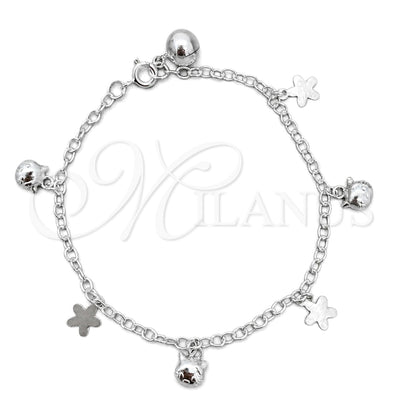 Sterling Silver Charm Bracelet, Cat Design, Polished, Silver Finish, 03.409.0021.07 (7 Inches Length) for wholesale, main product view