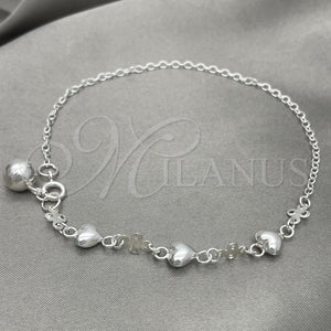 Sterling Silver Anklet — Charm Anklet Heart Design Polished 03. 10 Inches — main product view — SKU 151778 | Plata 925 tobillera — Charm Anklet corazón diseño pulido 03. 10 Inches — SKU 151778