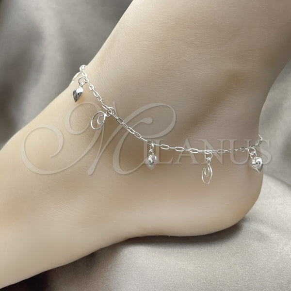 Sterling Silver Anklet — Charm Anklet Heart Design Polished 03. 10 Inches — alternate product view — SKU 151780 | Plata 925 tobillera — Charm Anklet corazón diseño pulido 03. 10 Inches — SKU 151780