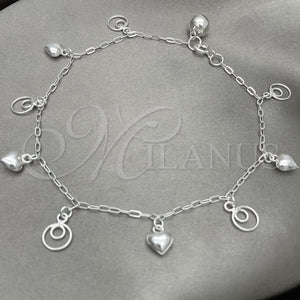 Sterling Silver Anklet — Charm Anklet Heart Design Polished 03. 10 Inches — main product view — SKU 151780 | Plata 925 tobillera — Charm Anklet corazón diseño pulido 03. 10 Inches — SKU 151780