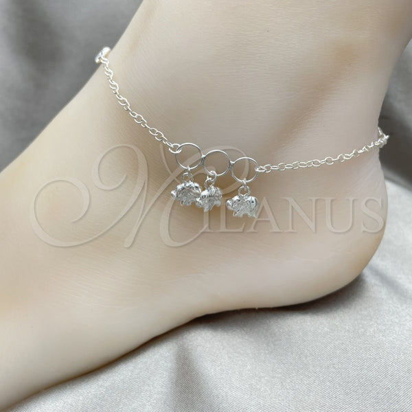 Sterling Silver Anklet — Charm Anklet Elephant Design Polished 03. 10 Inches — alternate product view — SKU 151784 | Plata 925 tobillera — Charm Anklet Elephant diseño pulido 03. 10 Inches — SKU 151784