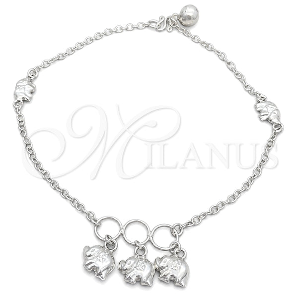 Sterling Silver Anklet — Charm Anklet Elephant Design Polished 03. 10 Inches — main product view — SKU 151784 | Plata 925 tobillera — Charm Anklet Elephant diseño pulido 03. 10 Inches — SKU 151784