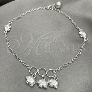 Sterling Silver Anklet — Charm Anklet Elephant Design Polished 03. 10 Inches — main product view — SKU 151784 | Plata 925 tobillera — Charm Anklet Elephant diseño pulido 03. 10 Inches — SKU 151784