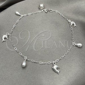 Sterling Silver Anklet — Charm Anklet Dolphin Design Polished 03. 10 Inches — main product view — SKU 151786 | Plata 925 tobillera — Charm Anklet Dolphin diseño pulido 03. 10 Inches — SKU 151786
