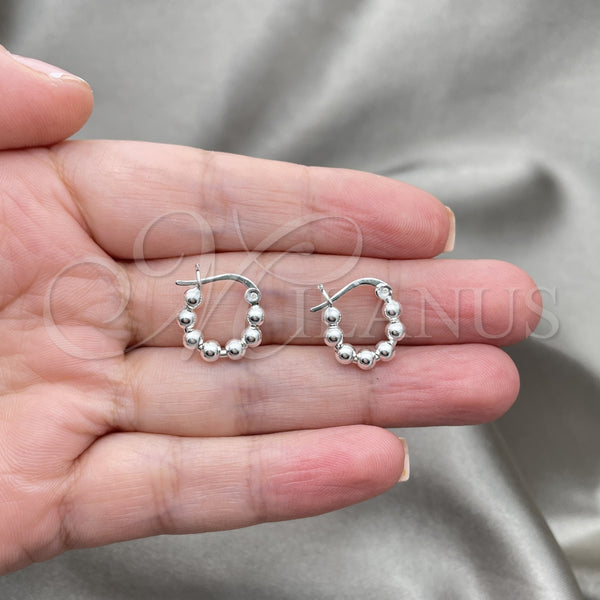 Sterling Silver Hoop Earrings — Small Hoop Ball Design Polished 02. — alternate product view — SKU 151789 | Plata 925 aretes de aro — Small Hoop Ball diseño pulido 02. — SKU 151789