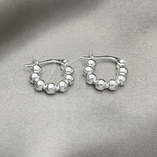 Sterling Silver Hoop Earrings — Small Hoop Ball Design Polished 02. — main product view — SKU 151789 | Plata 925 aretes de aro — Small Hoop Ball diseño pulido 02. — SKU 151789