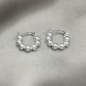 Sterling Silver Hoop Earrings — Small Hoop Ball Design Polished 02. — main product view — SKU 151789 | Plata 925 aretes de aro — Small Hoop Ball diseño pulido 02. — SKU 151789