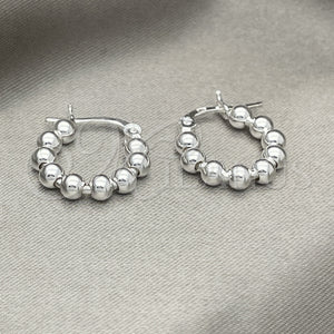 Sterling Silver Hoop Earrings — Small Hoop Ball Design Polished 02. — main product view — SKU 151790 | Plata 925 aretes de aro — Small Hoop Ball diseño pulido 02. — SKU 151790