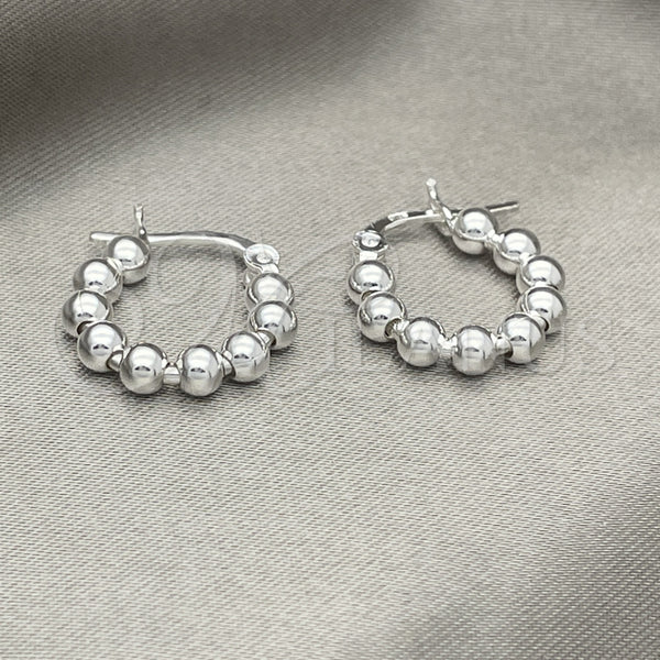 Sterling Silver Hoop Earrings — Small Hoop Ball Design Polished 02. — main product view — SKU 151790 | Plata 925 aretes de aro — Small Hoop Ball diseño pulido 02. — SKU 151790