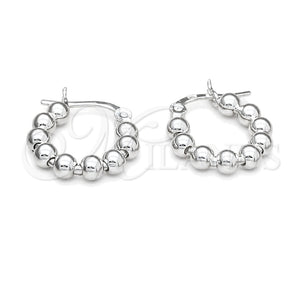 Sterling Silver Small Hoop, Ball Design, Polished, Silver Finish, 02.409.0002.15