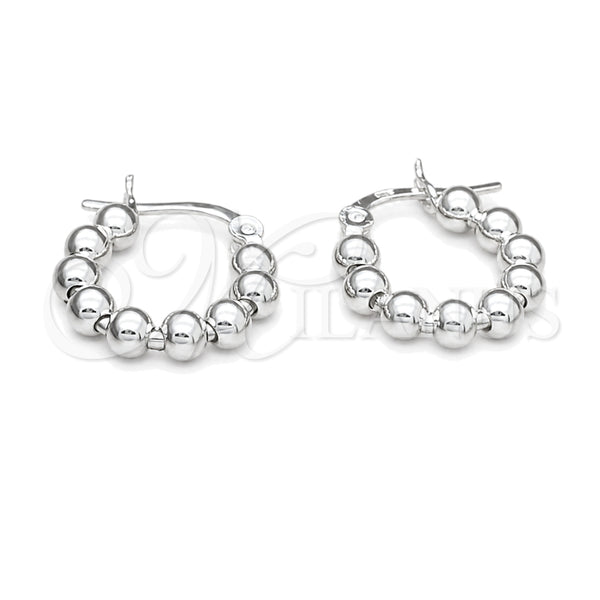 Sterling Silver Small Hoop, Ball Design, Polished, Silver Finish, 02.409.0002.15