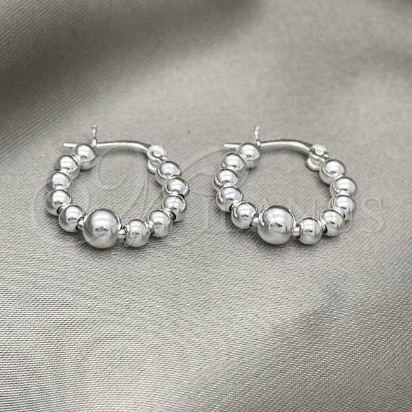 Sterling Silver Hoop Earrings — Small Hoop Ball Design Polished 02. — main product view — SKU 151792 | Plata 925 aretes de aro — Small Hoop Ball diseño pulido 02. — SKU 151792