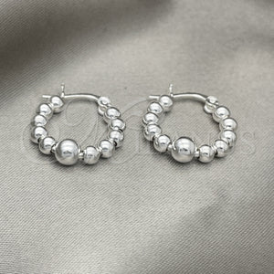 Sterling Silver Hoop Earrings — Small Hoop Ball Design Polished 02. — main product view — SKU 151792 | Plata 925 aretes de aro — Small Hoop Ball diseño pulido 02. — SKU 151792