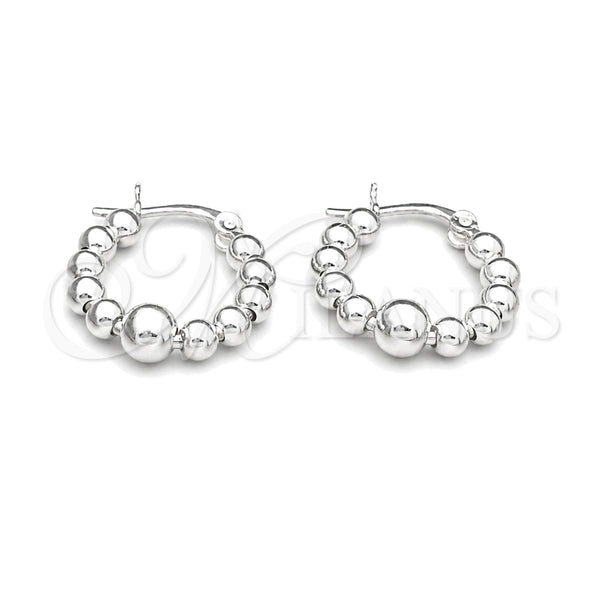 Sterling Silver Hoop Earrings — Small Hoop Ball Design Polished 02. — main product view — SKU 151792 | Plata 925 aretes de aro — Small Hoop Ball diseño pulido 02. — SKU 151792