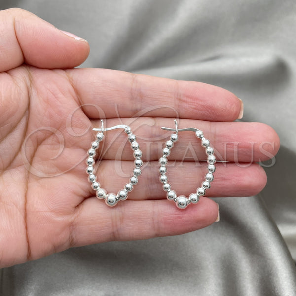 Sterling Silver Hoop Earrings — Small Hoop Ball Design Polished 02. — alternate product view — SKU 151794 | Plata 925 aretes de aro — Small Hoop Ball diseño pulido 02. — SKU 151794