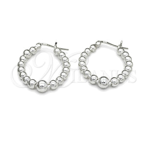 Sterling Silver Small Hoop, Ball Design, Polished, Silver Finish, 02.409.0004.30