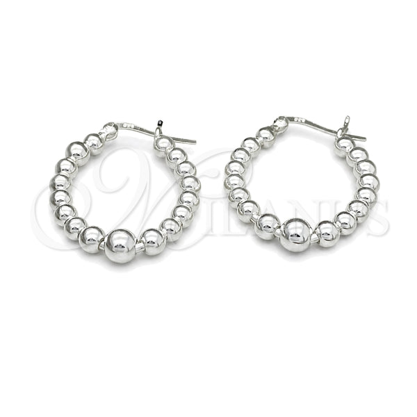 Sterling Silver Small Hoop, Ball Design, Polished, Silver Finish, 02.409.0004.30